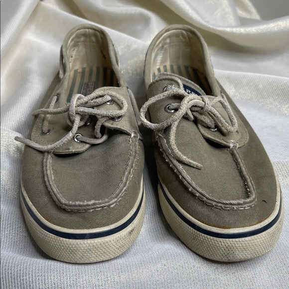 Sperry Top-Sider Casual Canvas Boat Shoes Light Olive Green 2 Eye Size 8.5 - Picture 3 of 11
